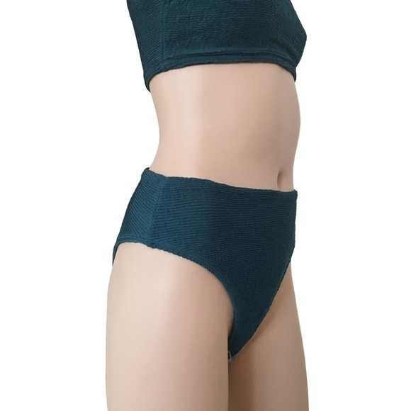 Free Society Two Piece Scrunch Swimsuit Cheeky Bikini Bottom & Bandeau Bra Top - Picture 7 of 14